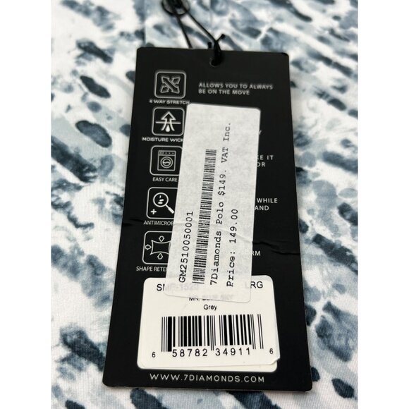 7Diamonds Mr. Blue Sky 4-Way Stretch Polo Mens Large NWD Pullover Bahamas Flag - Picture 6 of 13